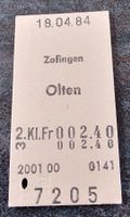 Billette Schweiz Zofingen Olten 2. Kl. 7205