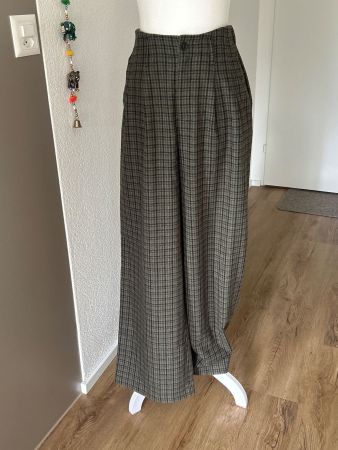 Taillierte Karohose olivgrün mit Wolle von Bensimon  Gr. 36