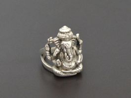 Ganesha Sterling Silber Ring aus Indien - Gr. 59.5