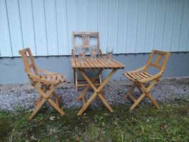  Tisch- / Stuhlset für Kinder, Holz, klappbar, 3-teilig
