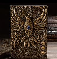 Notizbuch mit Vogelprägung und Stift Bronze Neu