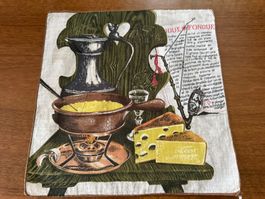 Taschentuch Fondue Motiv Schweiz 28x28cm