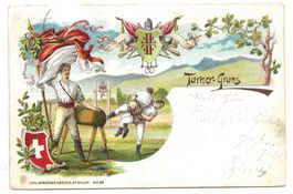Turner-Gruss - Schwingen - Bauschenpferd - Litho Teufen 1901