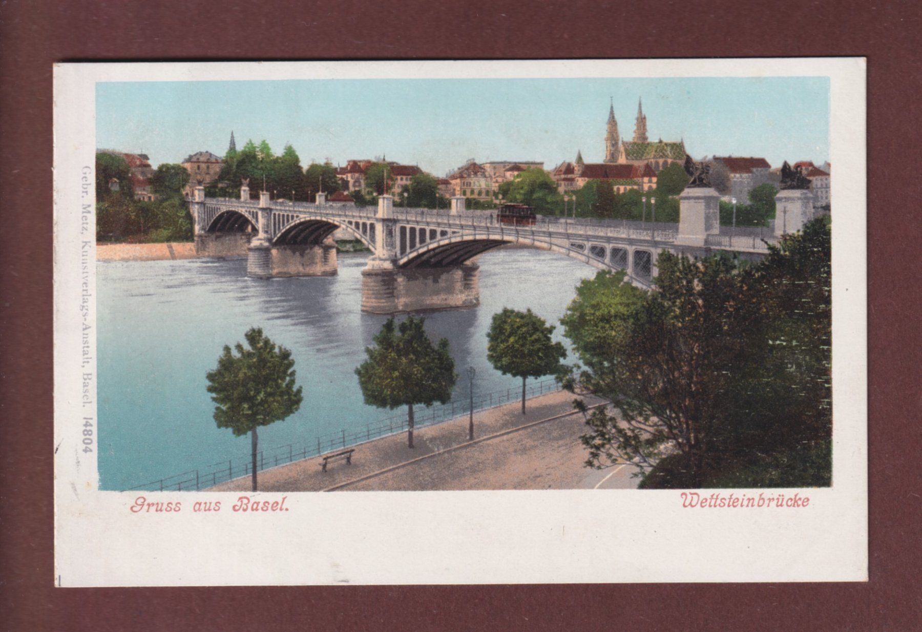 Cartoline postali: Gruss aus BASEL - Wettsteinbrücke – Usato da Pully venduto da nicecards-shop