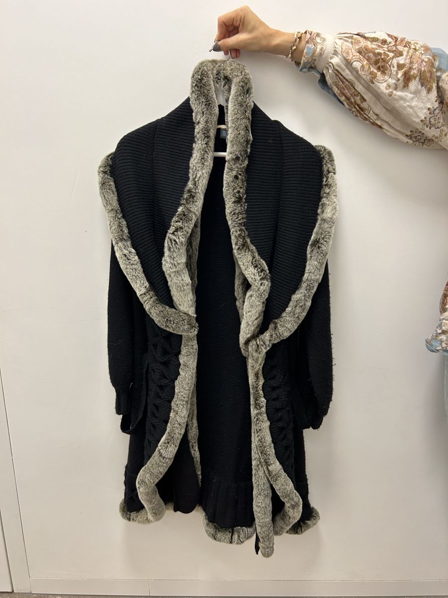 Roberto Cavalli Cappotti: Roberto Cavalli Strickmantel Gr. 36 mit Pelz – Usato da Meilen venduto da Michi1805