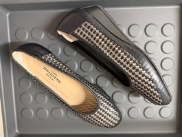 NEUE Leder-Ballerinas, 40.5, geflochtenes Design,MadeinItaly