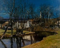 Paul Schürch (1886-1939) orig. Pastell Gemälde << am Fluss>>