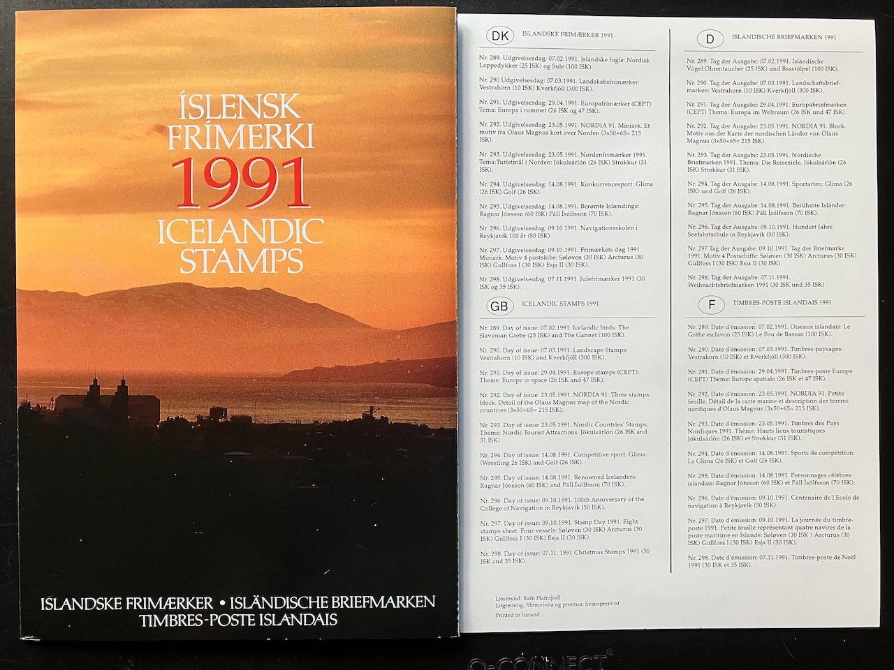 Alle Briefmarken: Island Jahresset 1991 postfrisch – Gebraucht aus Nesslau von zueri6