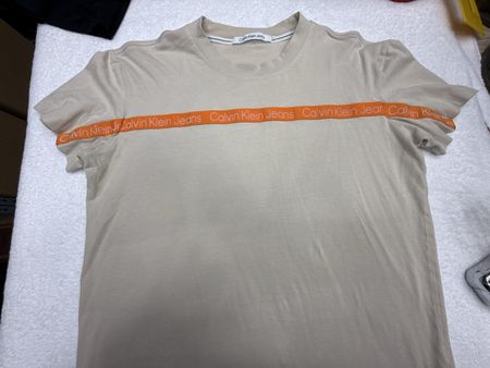 T-shirt Calvin Klein Jeans, Taille XL, beige, coton doux