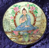 Vintage Schale, 30 cm, Kashmiri Papier-mâché