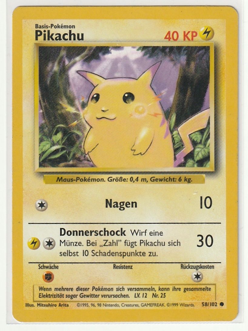 Pokémon Carte collezionabili: 1999 Pokémon Pikachu (58/102), Basis Base Set – Usato da Biel/Bienne venduto da historian-198
