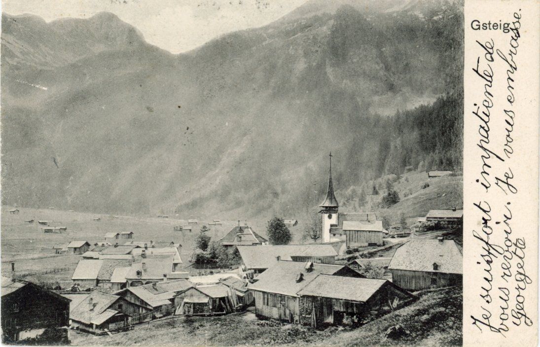 Cartoline postali: Gsteig   BE          um  1 9 0 6 – Usato da Brig venduto da Valcards54