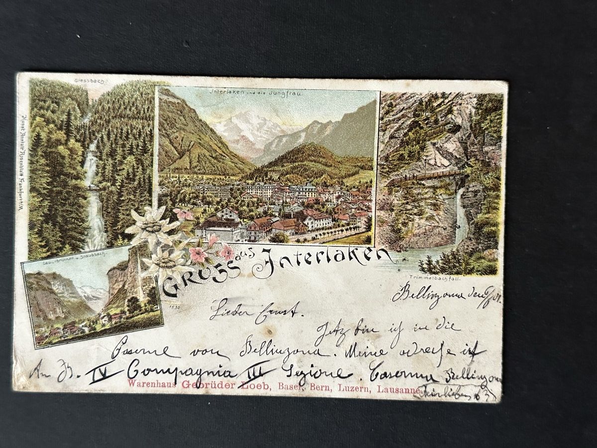 Cartoline postali: Schweiz - 1901 AK von Interlaken – Usato da Schmitten / FR venduto da Samsara169