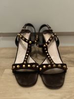 Authentic PRADA Leather Studded Sandals Brown