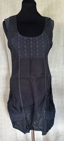 Dunkelblaues Sommerkleid aus Leinen Gr. S