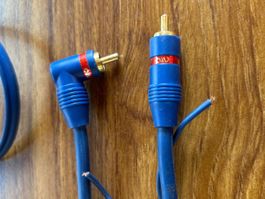 Vergoldetes Cinch Kabel, Top Zustand, Blau, 6 Meter