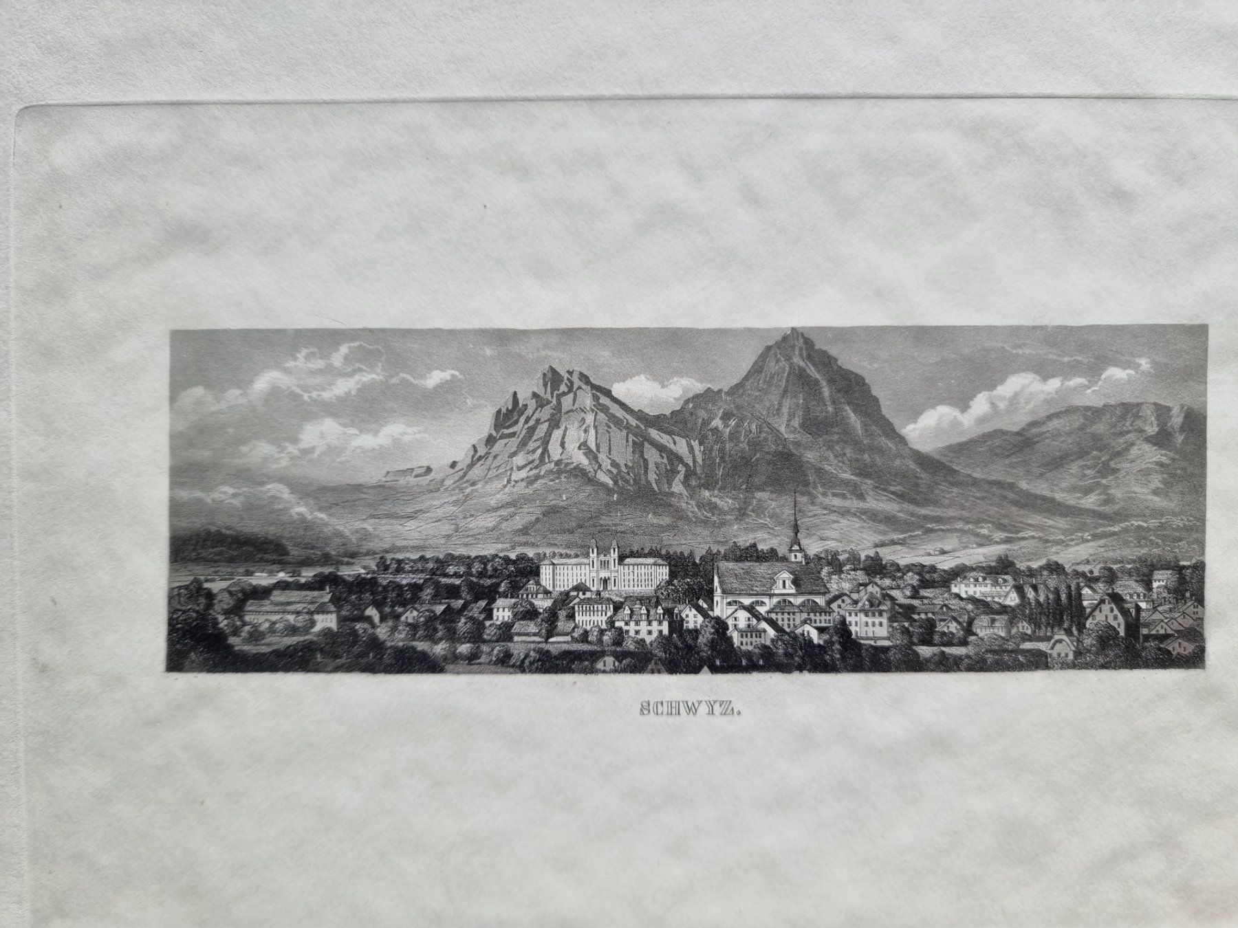 Stiche: SCHWYZ AQUATINTA BLATTGRÖSSE CA.34X25CM – Gebraucht aus Gersau von grafik-kunst