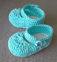 Baby-Riemchenschuh aqua, gehäkelt_25