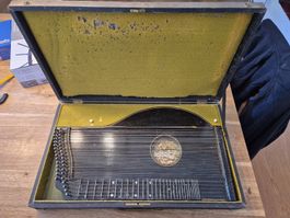 Zither Max Amberger antik mit Koffer und Belegen alt