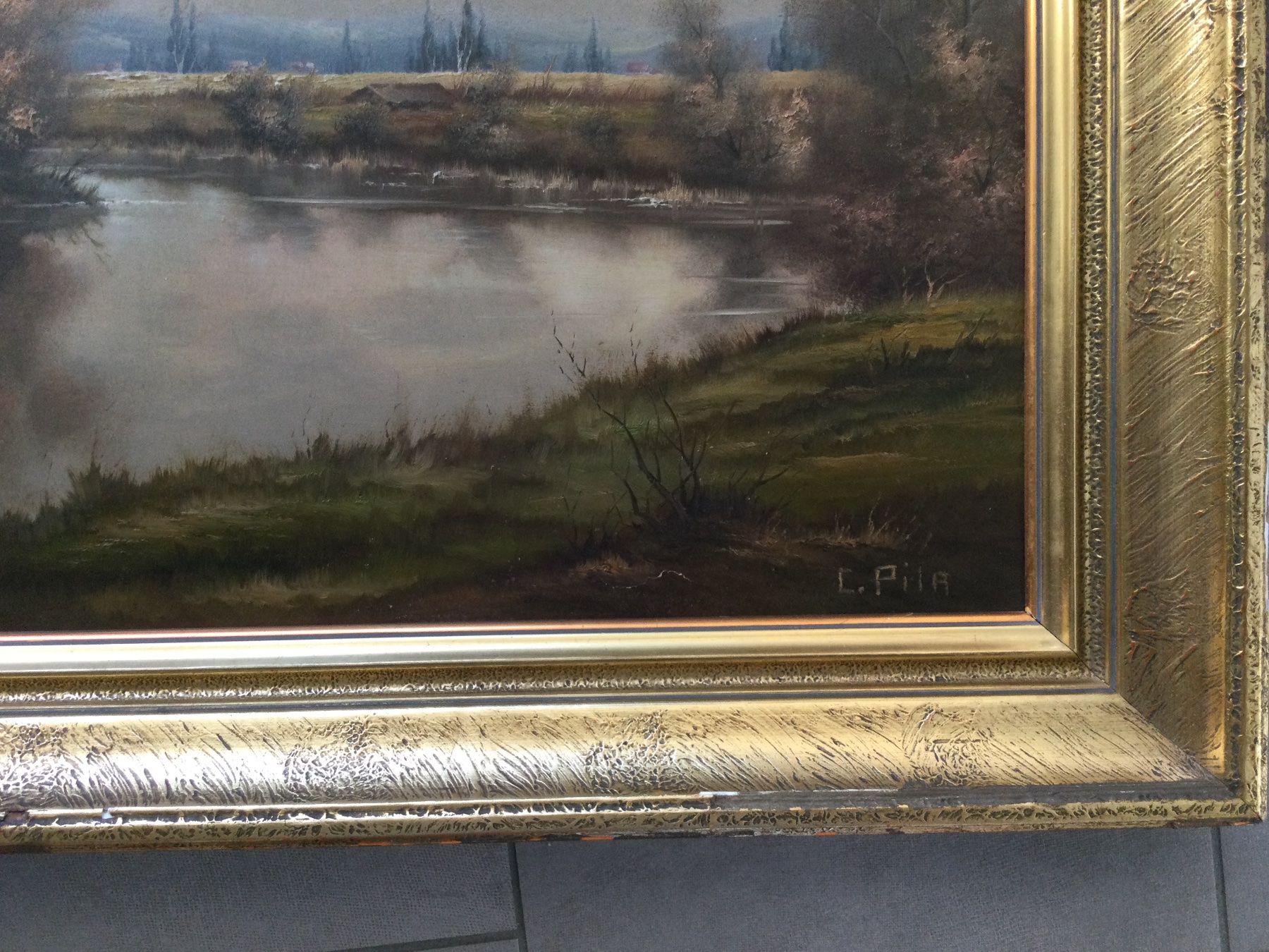 Gemälde: Ölbild / Corrado Pila / Flusslandschaft mit Rahmen – Gebraucht aus Altnau von corinna_oe 2