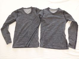 2 Langarmshirts Wolle grau meliert guter Zustand