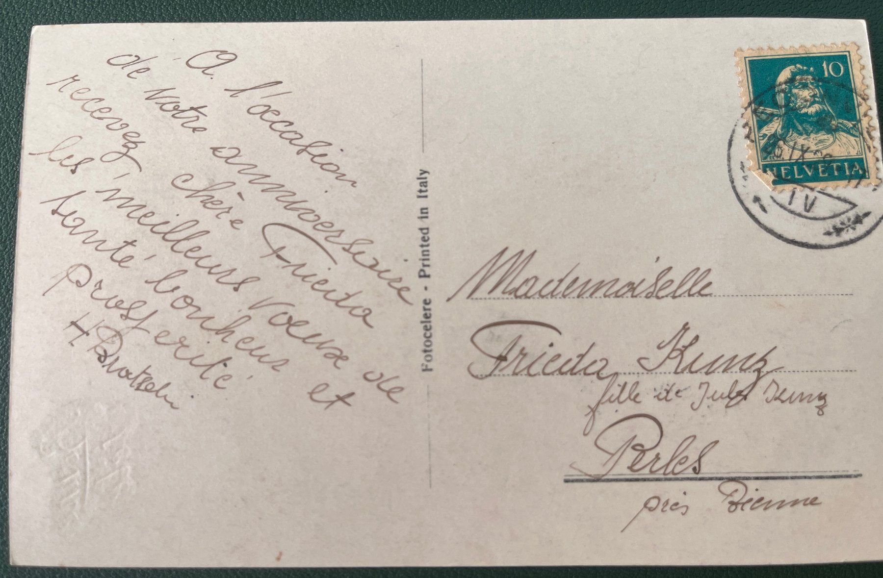 Cartoline postali: AK Mädchen mit Blumen, Bonne fête – Usato da Biberist venduto da Edelfloh 1