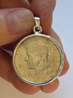 Kette Anhänger Kennedy Half Dollar 1966 Silber 925