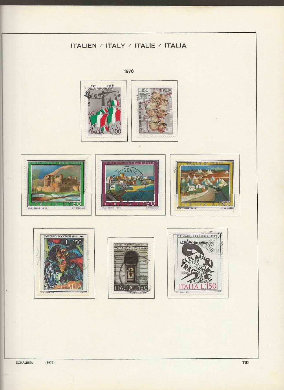 Alle Briefmarken: Marken Italien 1976 etc. – Gebraucht aus Au ZH von xelagreb01 1