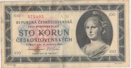 Banknote Sto Korun 100 Kronen 1945 CSR Tschechoslowakei #2