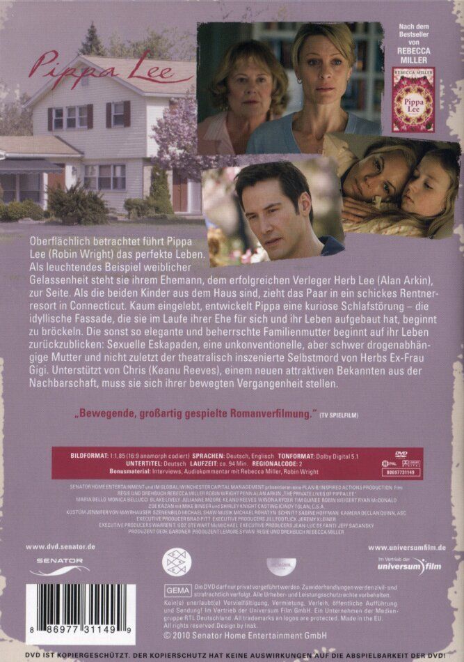 Tutti i DVDs: Pippa Lee (2009) Robin Wright/Reeves/Arkin/Bellucci/Bello – Usato da Volketswil venduto da cinephilia 1