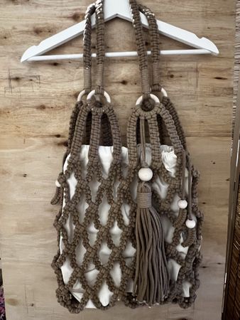 Makramee Tasche Boho Ibiza Style Handarbeit hellbraun NEU