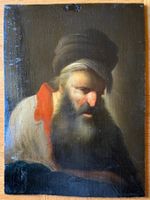 Ölgemälde auf Holz – Alter Mann im Rembrandt-Stil - ∫