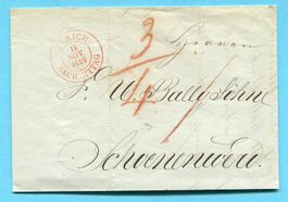 Faltbrief von Zürich nach Schönenwerd 1848