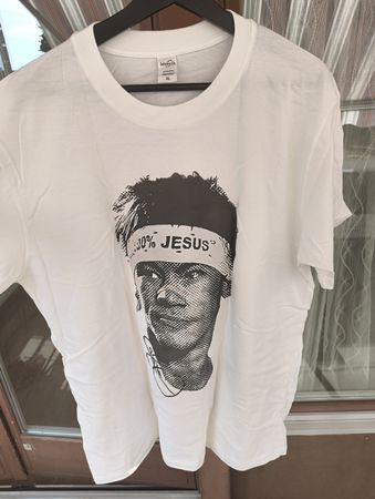 T-Shirt weiss Grösse S Druck Motiv 100% Jesus Zustand neu