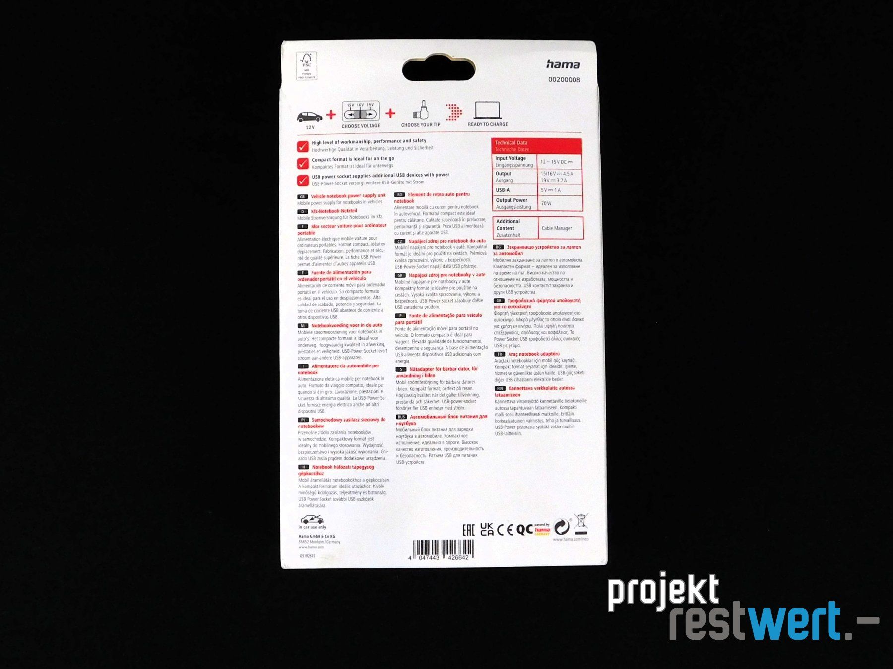 Hama Kabel: KFZ - Notebook - Netzteil von HAMA – Neu und originalverpackt aus Bülach von restwert_buelach 2
