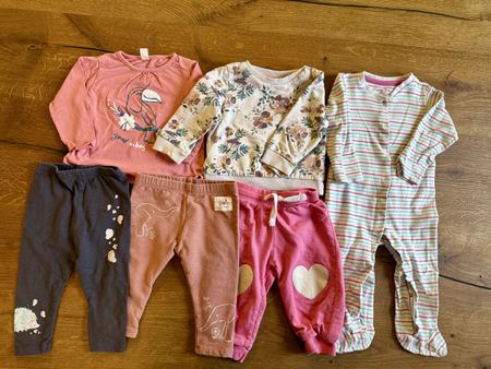 👶 Baby-Kleidungspaket – 6 Teile (Hosen & Oberteile) – Gr 74