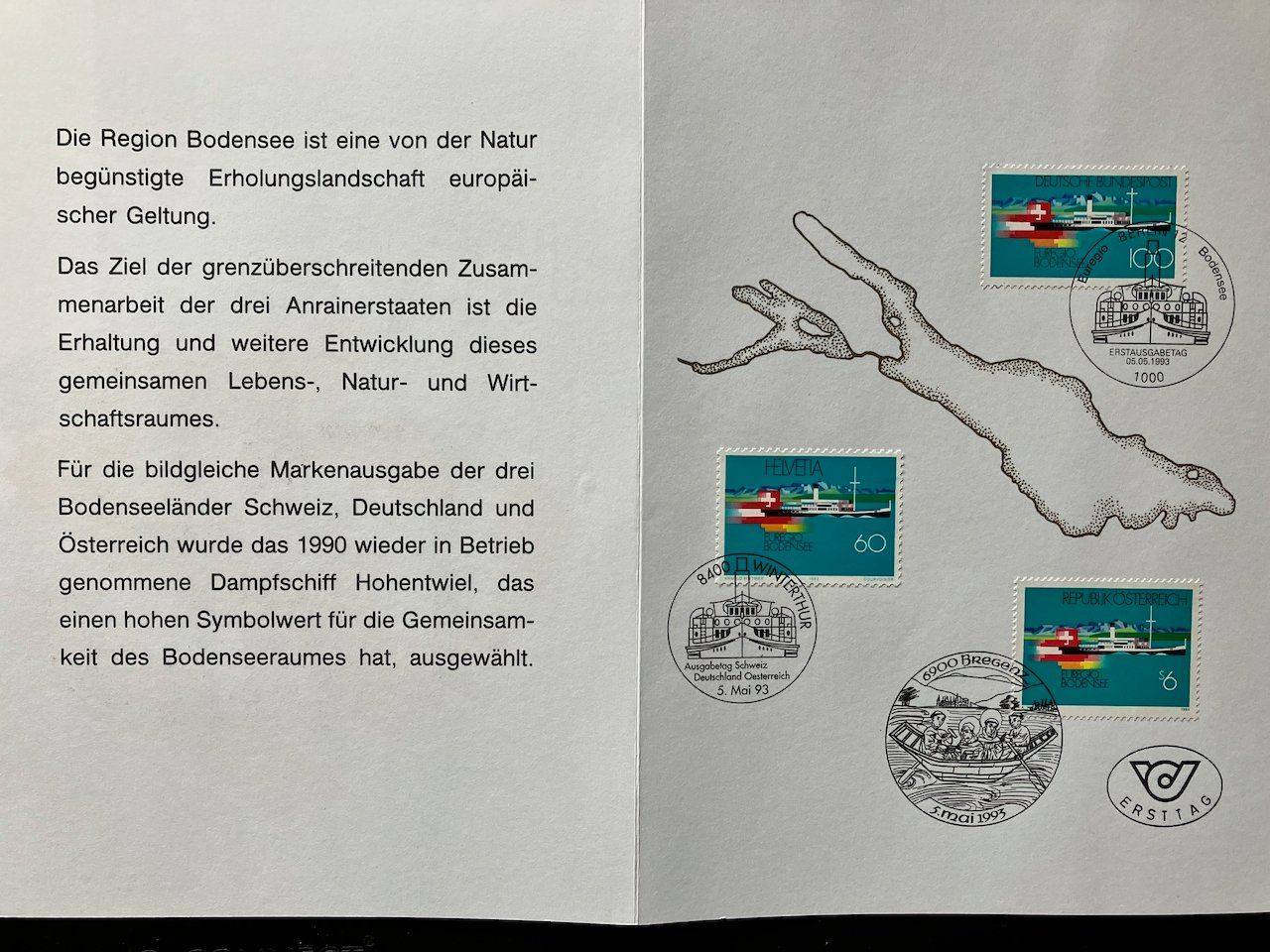 Alle Briefmarken: Gemeinschaftsausgabe D - A - CH "Euregio Bodensee" 1993 – Gebraucht aus Nesslau von andi_hon 3