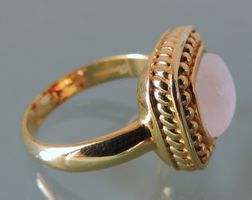 POMPIDOU vergoldeter Silber 925 Fingerring Rosenquarz Gr. 54