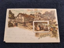 Alte 3 farb Lithographie gruss aus adlisberg 1899