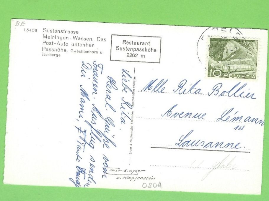 Cartoline postali: Sustenstrasse, Cabriolet-Postauto – Usato da Zürich venduto da t24_de 1