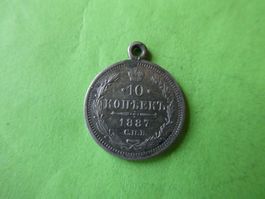 Russland 1887, 10 Kopeken - Silber mit Oese