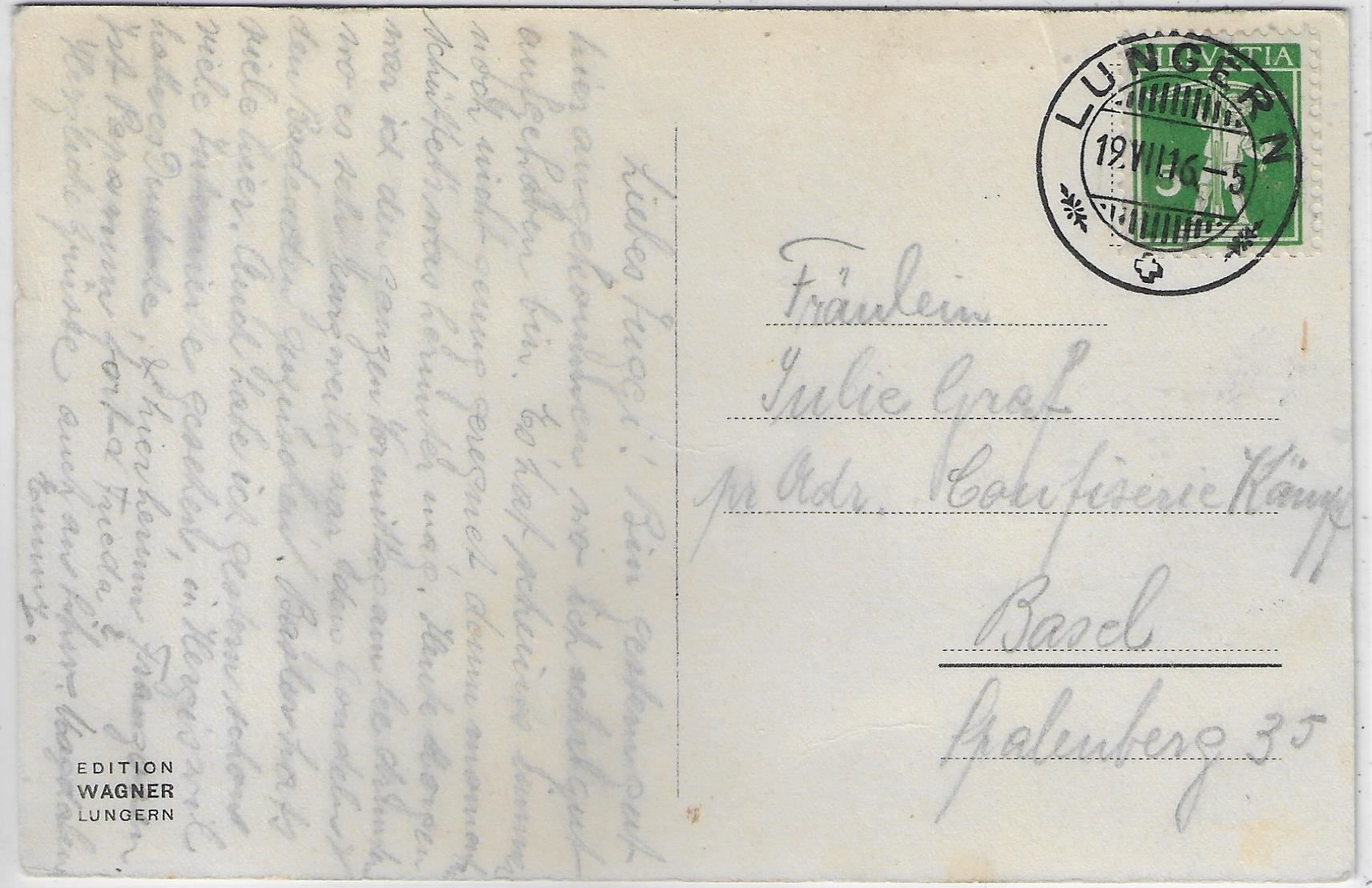 Cartoline postali: Lungern - Schneidgütsch - Brünigbahn – Usato da Ettingen venduto da Kartenplanet 1