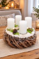 Adventskranz „Flauschig“ mit Doppelkranz, handgemacht