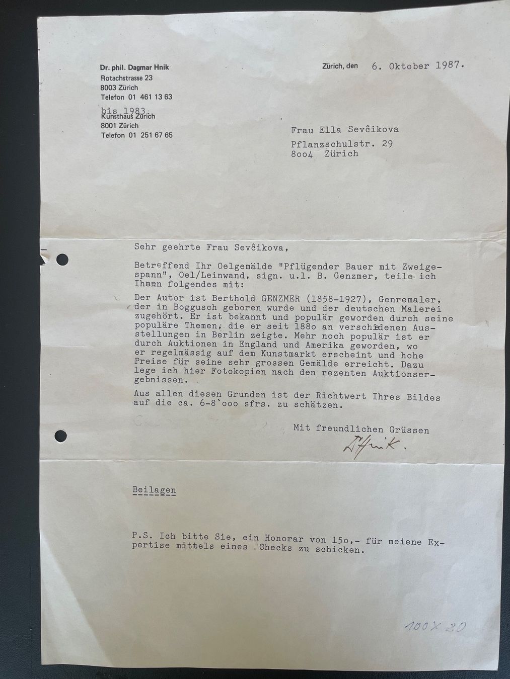 Gemälde: Berthold Genzmer -Grosses Oelgemälde - Topzustand – Gebraucht aus Fidaz von KunstsammlerGR60 4