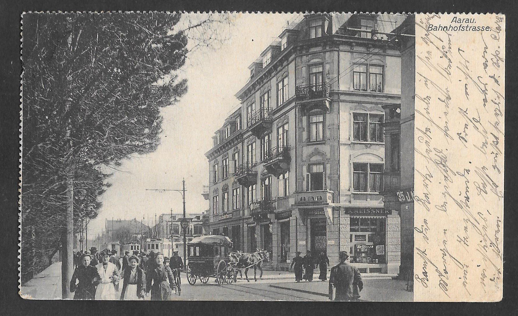 Ansichtskarten: Aarau Bahnhofstrasse Tram Kutsche – Gebraucht aus Olten von