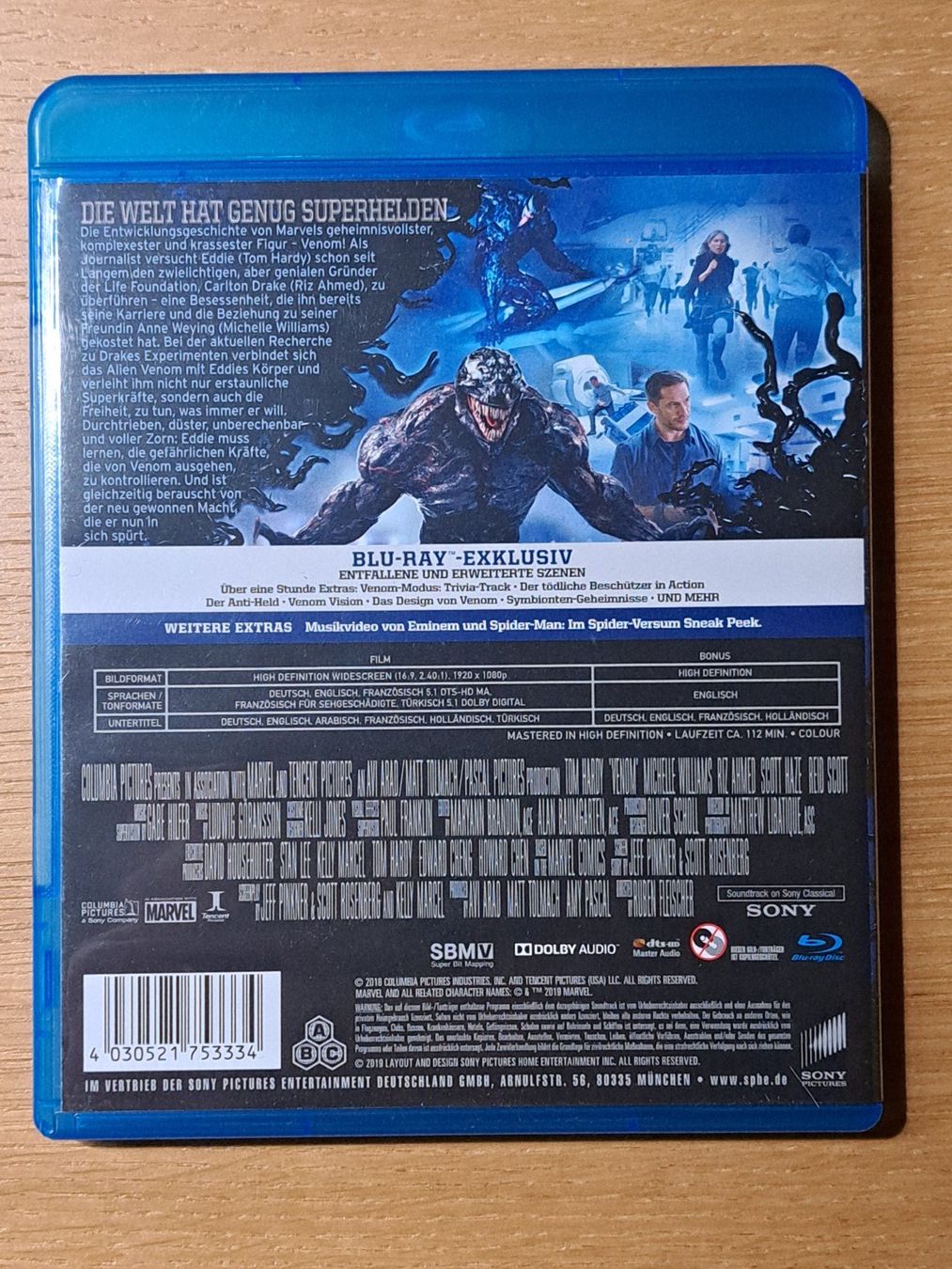 Tutti i DVDs: Blu-ray VENOM 1 mit Tom Hardy – Nuovo (secondo la descrizione) da Unterseen venduto da Kanica 1