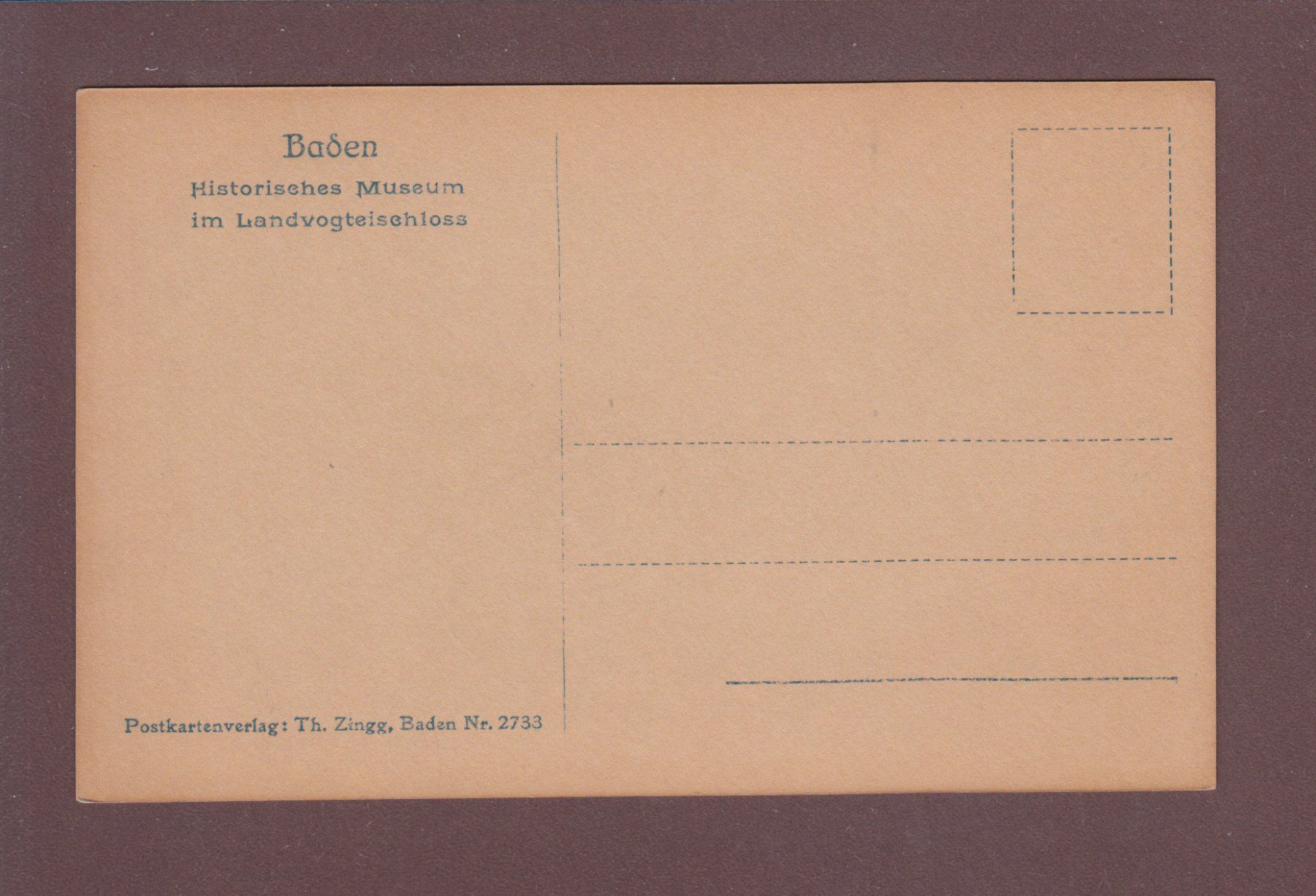 Cartoline postali: BADEN - Im Landvogteischloss - Museum – Usato da Pully venduto da nicecards 1