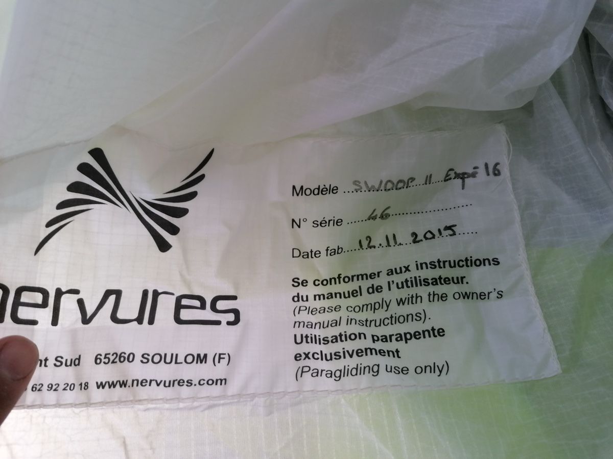 Sport dell'aria & Aquiloni: Parapente Nervures Swoop 2 16m2  – Usato da Faoug venduto da eli_vz5h 7