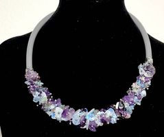 Collier - choker/halskette fantasie en améthyste et silicone