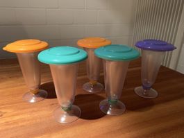 Tupperware Dessertbecher:Set aus 5 pcs mit farbigen Deckel